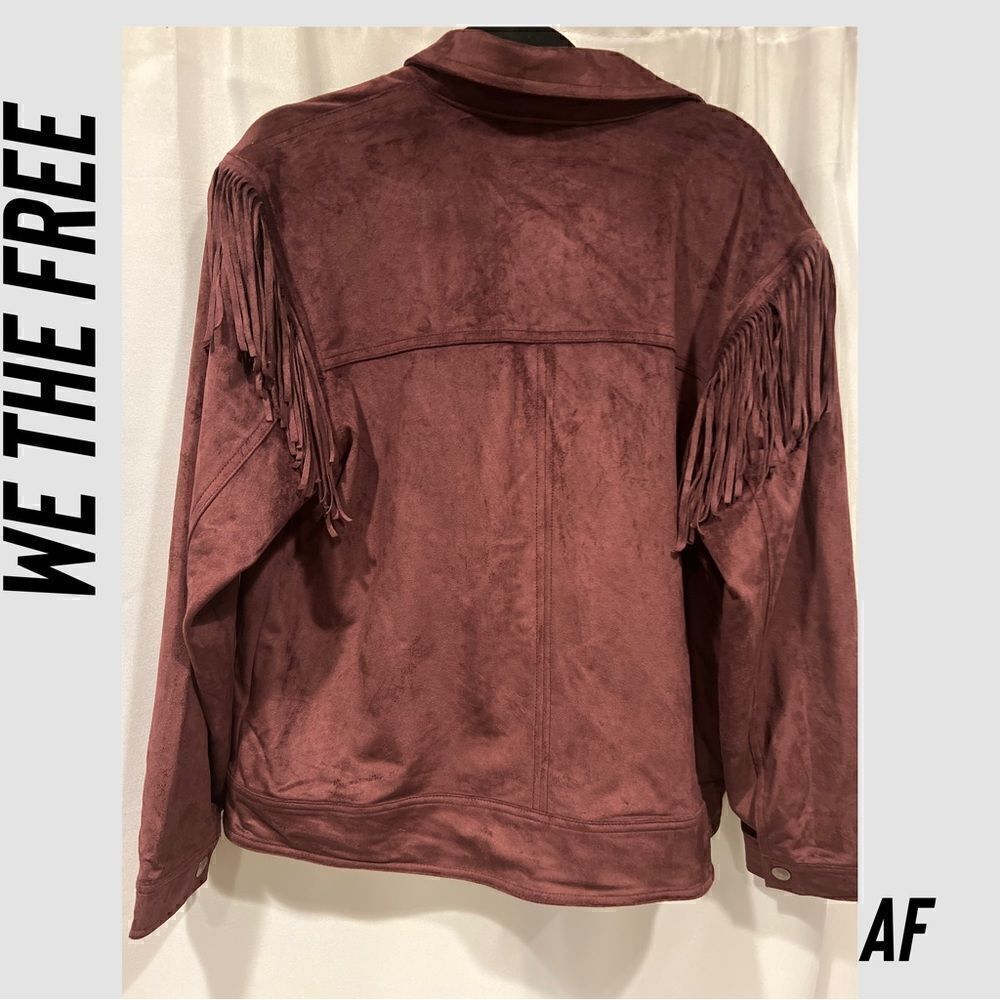 We The Free Burgundy Suede Fringe Leather Jacket - Picture 6 of 10